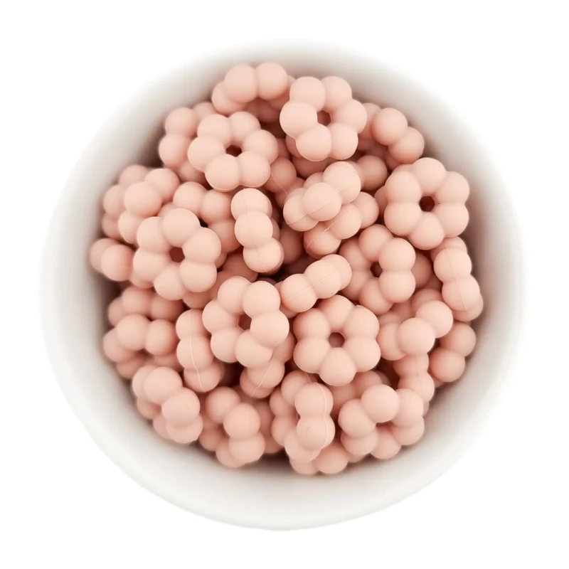 Silikonperlen - Flower Dots - 14 x 5 mm - Powder Nude