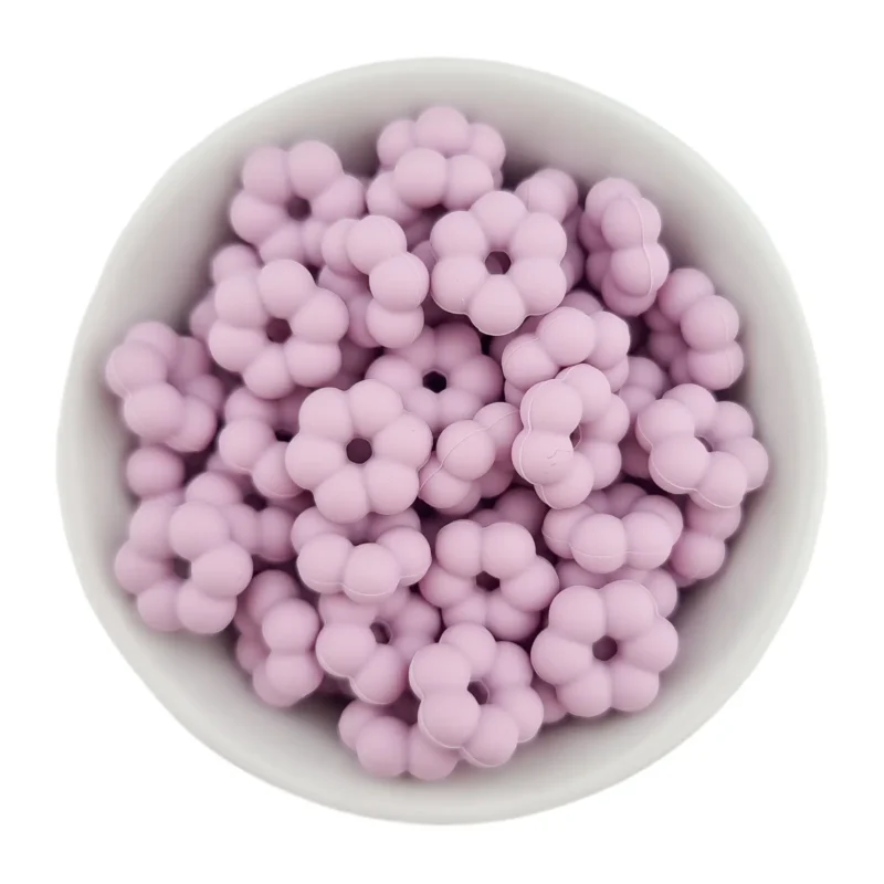Silikonperlen - Flower Dots - 14 x 5 mm - Puderflieder