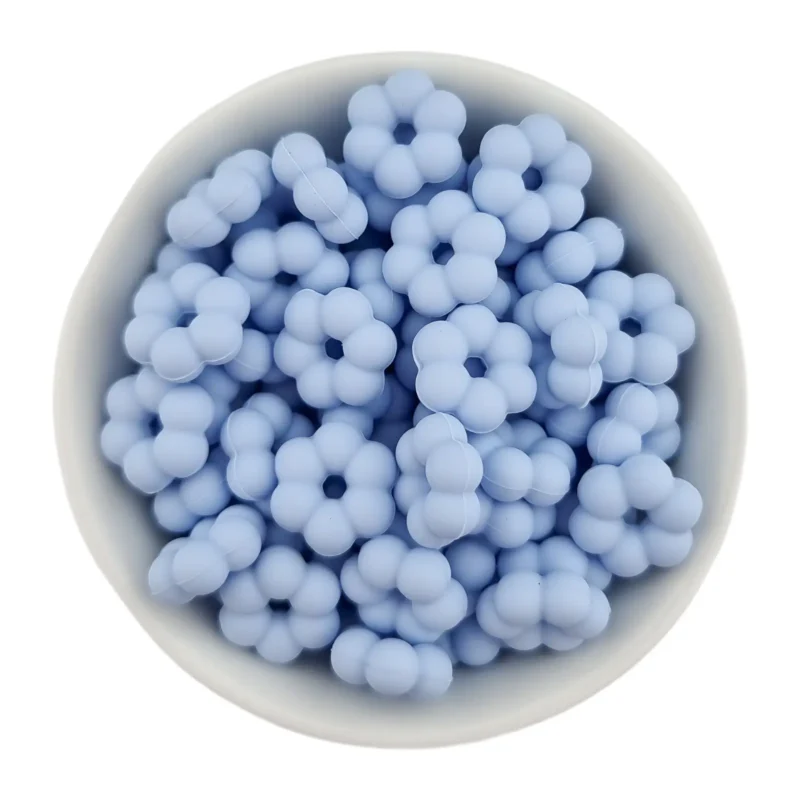 Silikonperlen - Flower Dots - 14 x 5 mm - Helles Puderblau