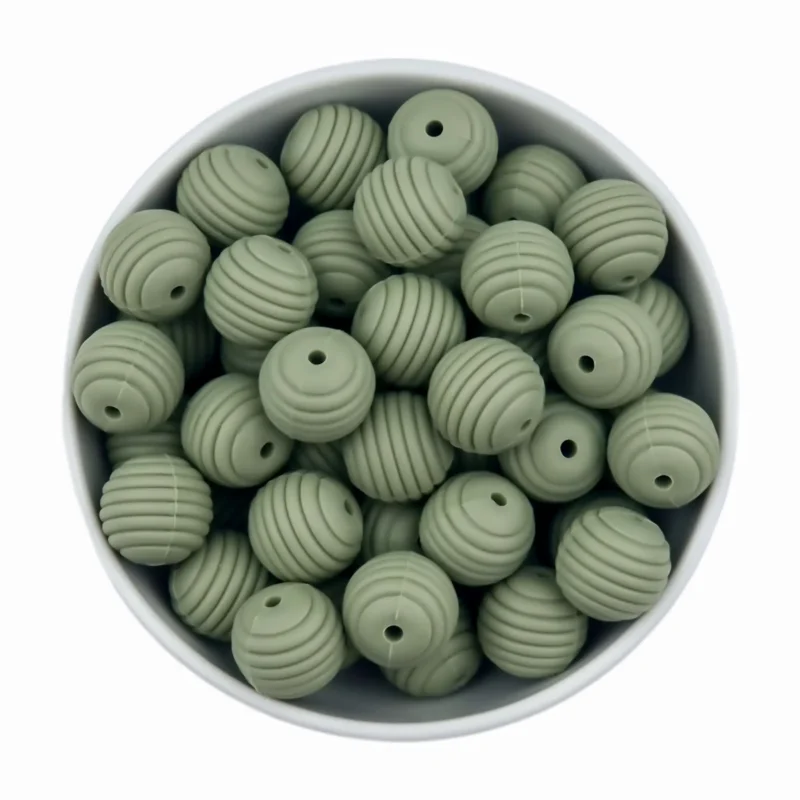 Silikonperlen - Wabe / Riffelung - 16 mm - Thymian