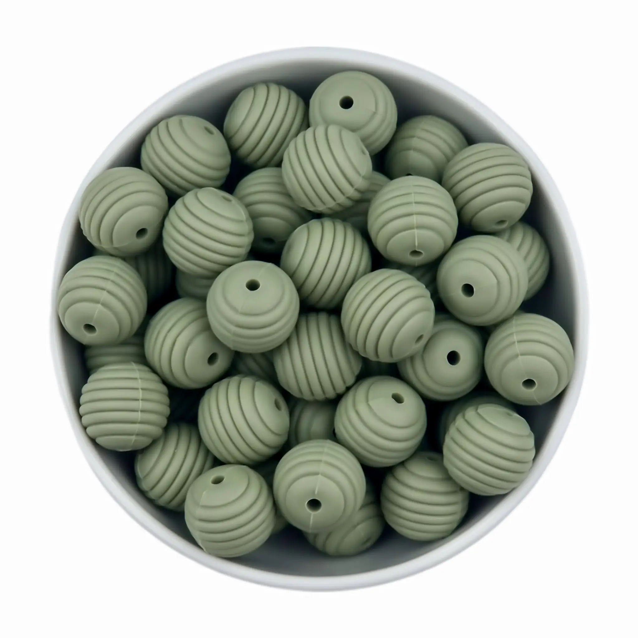 20260131_164709 Silikonperlen - Wabe / Riffelung - 16 mm - Thymian – Bild 1