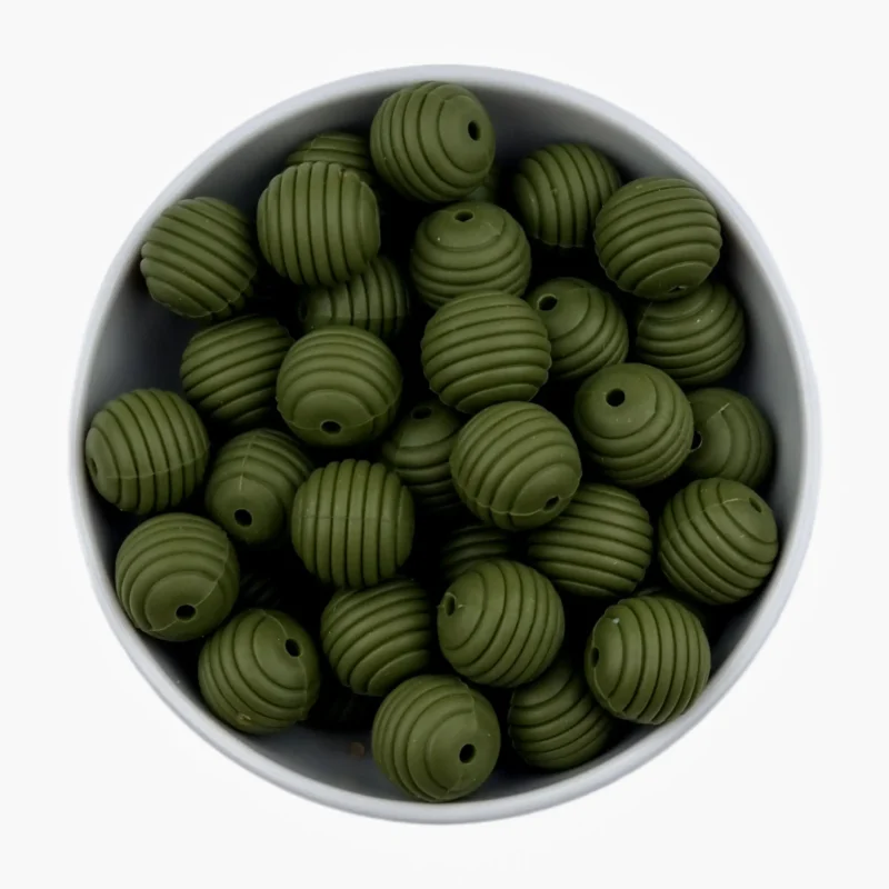 Silikonperlen - Wabe / Riffelung - 16 mm - Wald