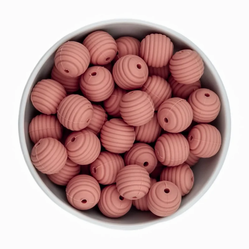 Siliconen kralen - Honingraat / Ribbel - 16 mm - Rosewood