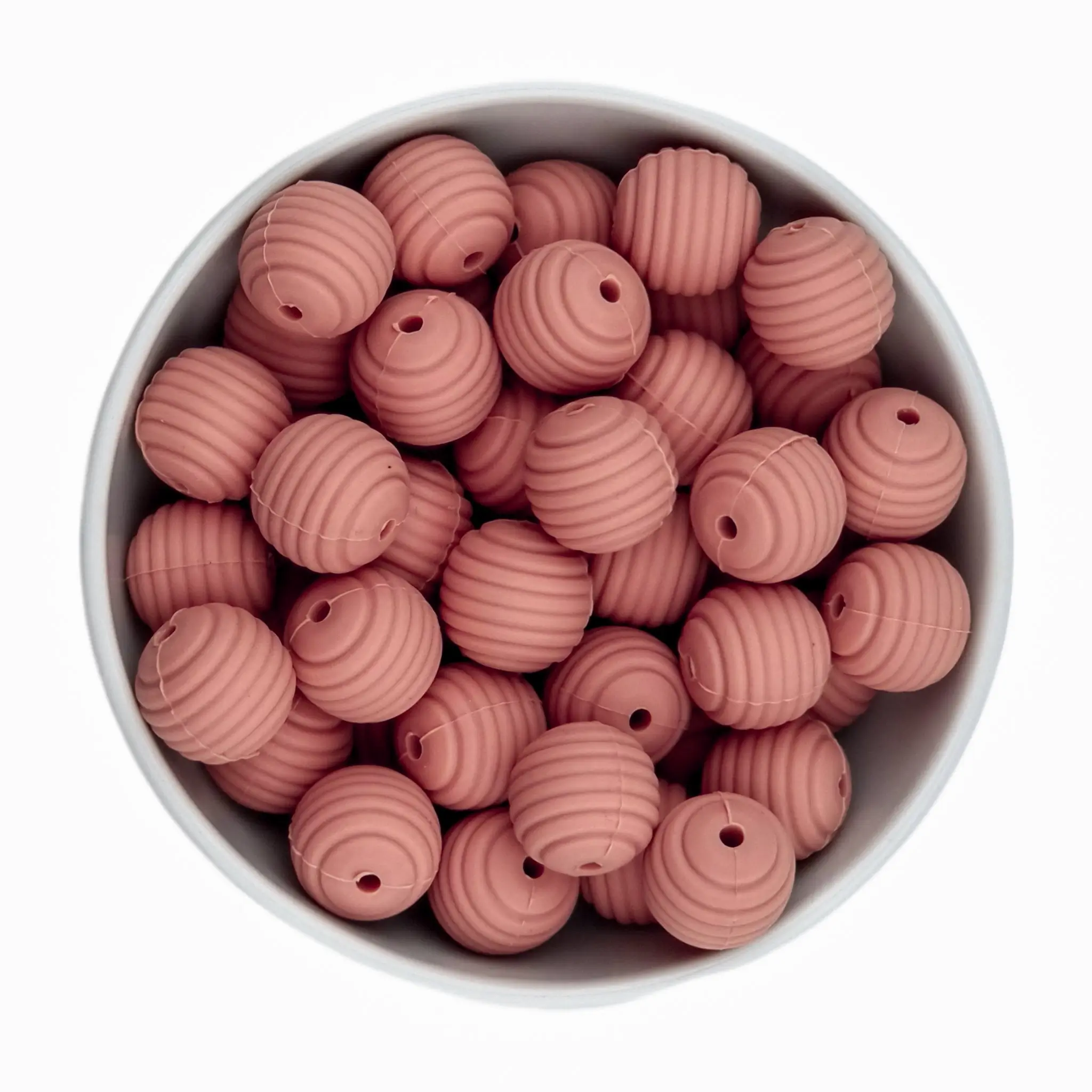 20260131_171048 Siliconen kralen - Honingraat / Ribbel - 16 mm - Rosewood - Afbeelding 1