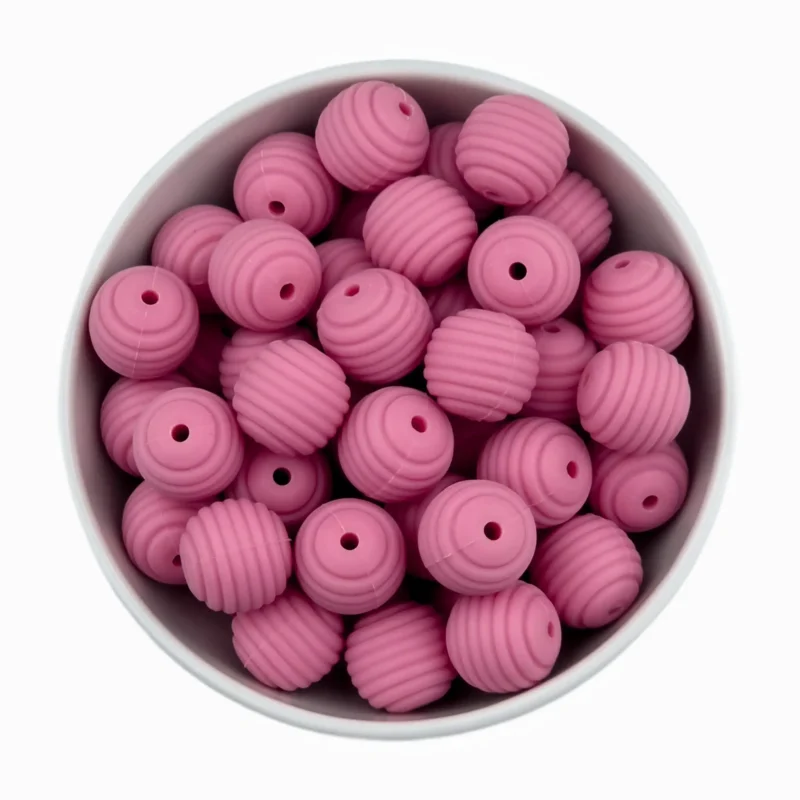 Siliconen kralen - Honingraat / Ribbel - 16 mm - Framboos