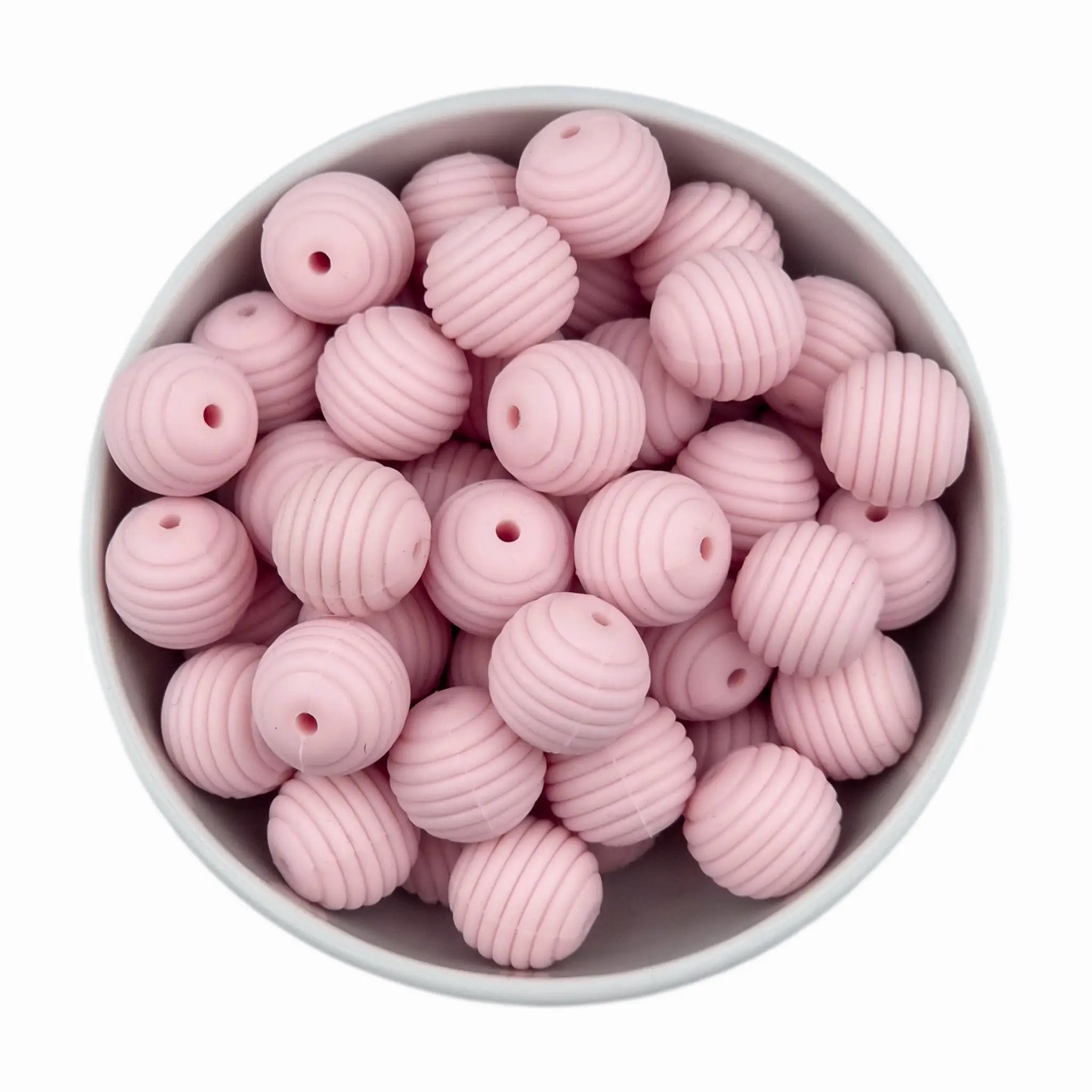 20260131_171657 Siliconen kralen - Honingraat / Ribbel - 16 mm - Zacht Roze - Afbeelding 1