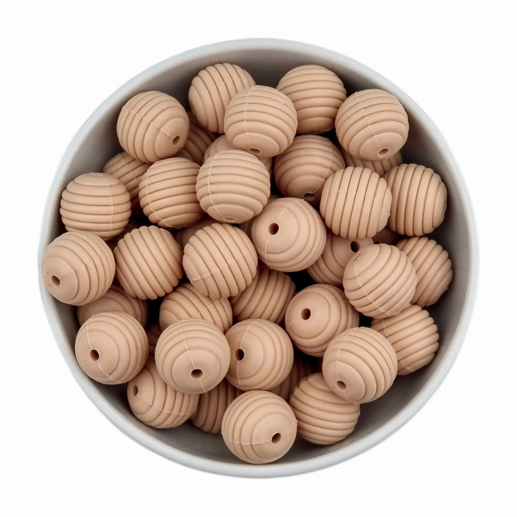 20260131_171834 Silikonperlen - Wabe / Riffelung - 16 mm - Holz – Bild 1