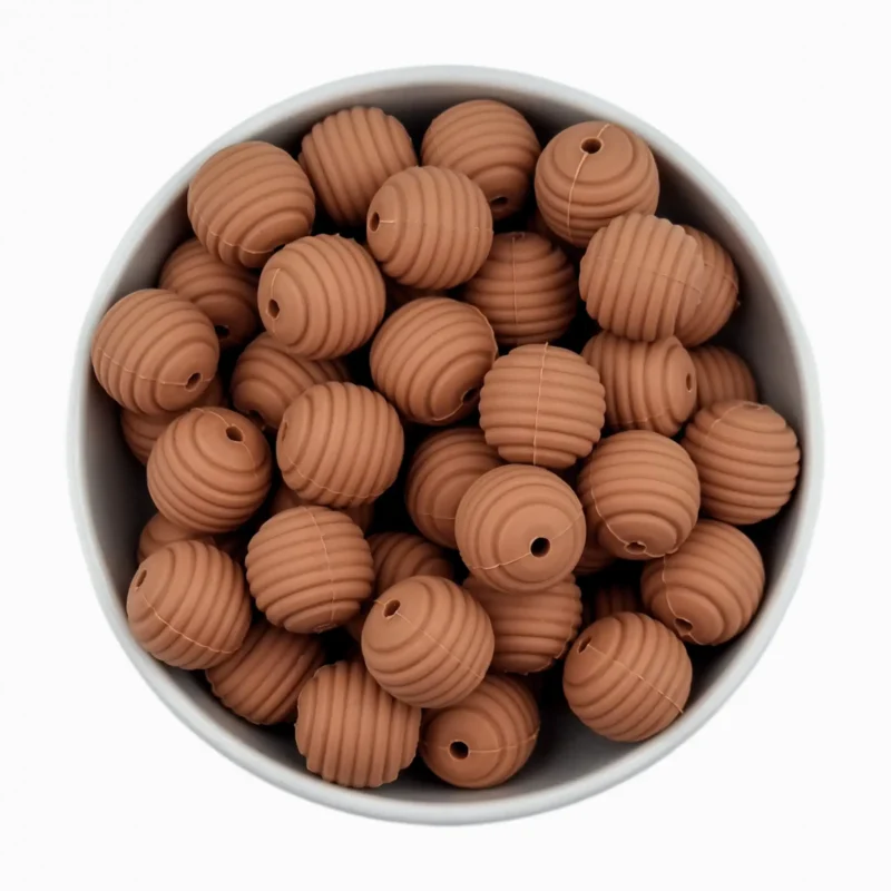 Siliconen kralen - Honingraat / Ribbel - 16 mm - Milk Chocolate