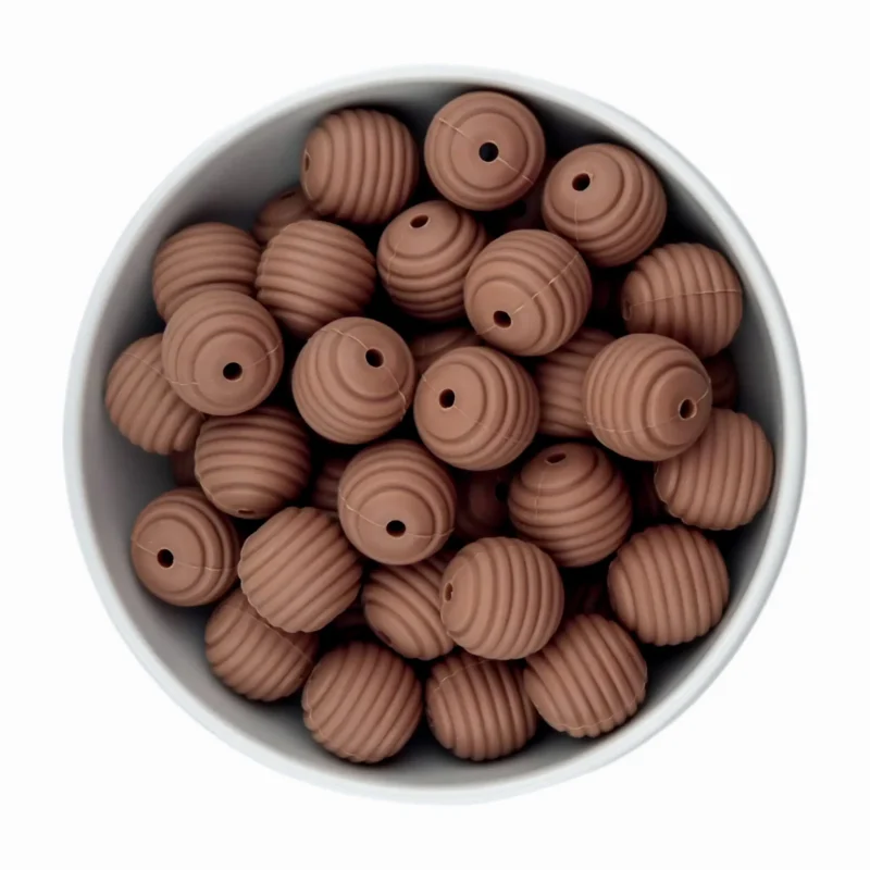 Siliconen kralen - Honingraat / Ribbel - 16 mm - Brownie