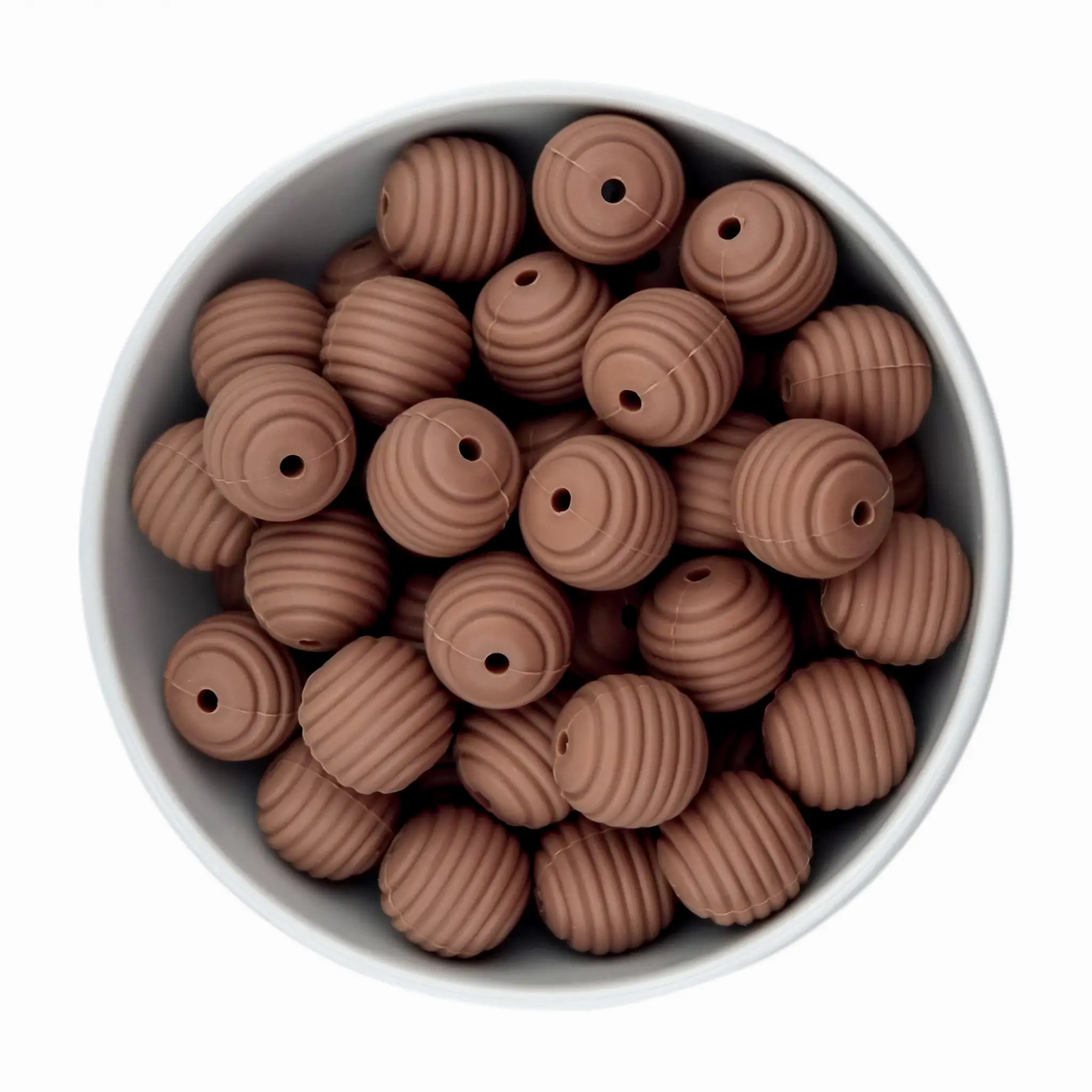 20260131_175430 Siliconen kralen - Honingraat / Ribbel - 16 mm - Brownie - Afbeelding 1