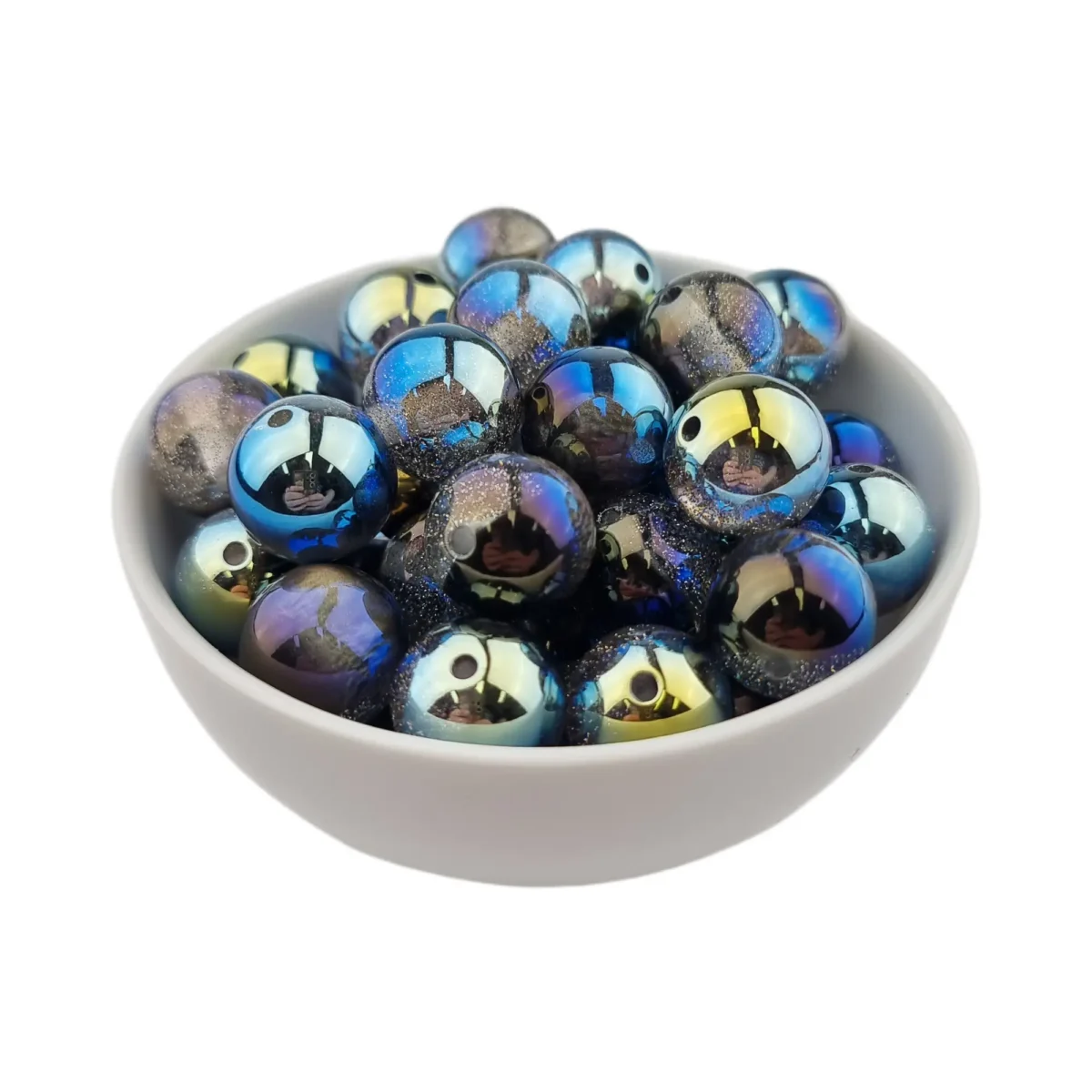 Acryl Kraal - Parel Swirl - 16 mm - Zilver / Cobalt - Afbeelding 2