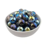 Acryl Kraal - Parel Swirl - 16 mm - Zilver / Cobalt - Afbeelding 2