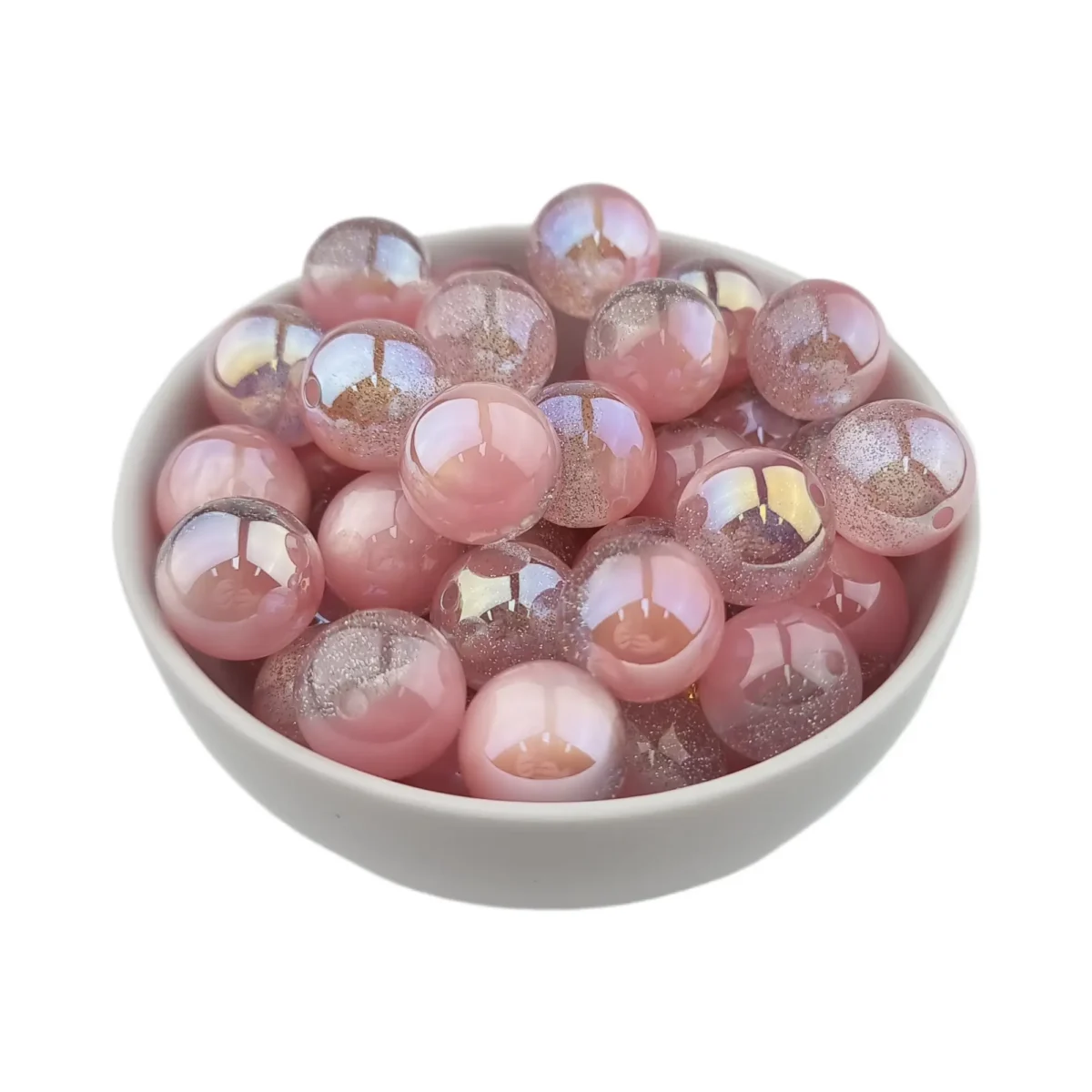 Acryl Kraal - Parel Swirl - 16 mm - Rose Quartz / Zilver - Afbeelding 2