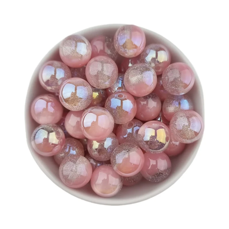 Acryl Kraal - Parel Swirl - 16 mm - Rose Quartz / Zilver