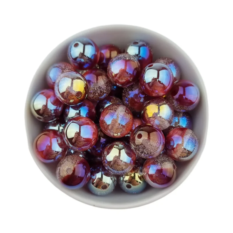 Acryl Kraal - Parel Swirl - 16 mm - Burgundy