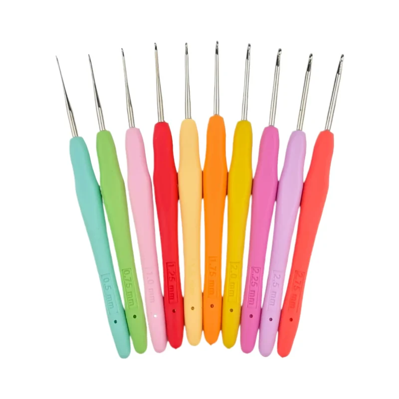 Crochet needles set soft grip Sizes: "small" - 10 pieces - 0.5-2.75 mm