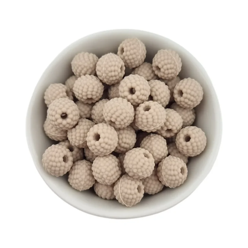 Siliconen Kralen - Framboosjes - 12 mm - Taupe