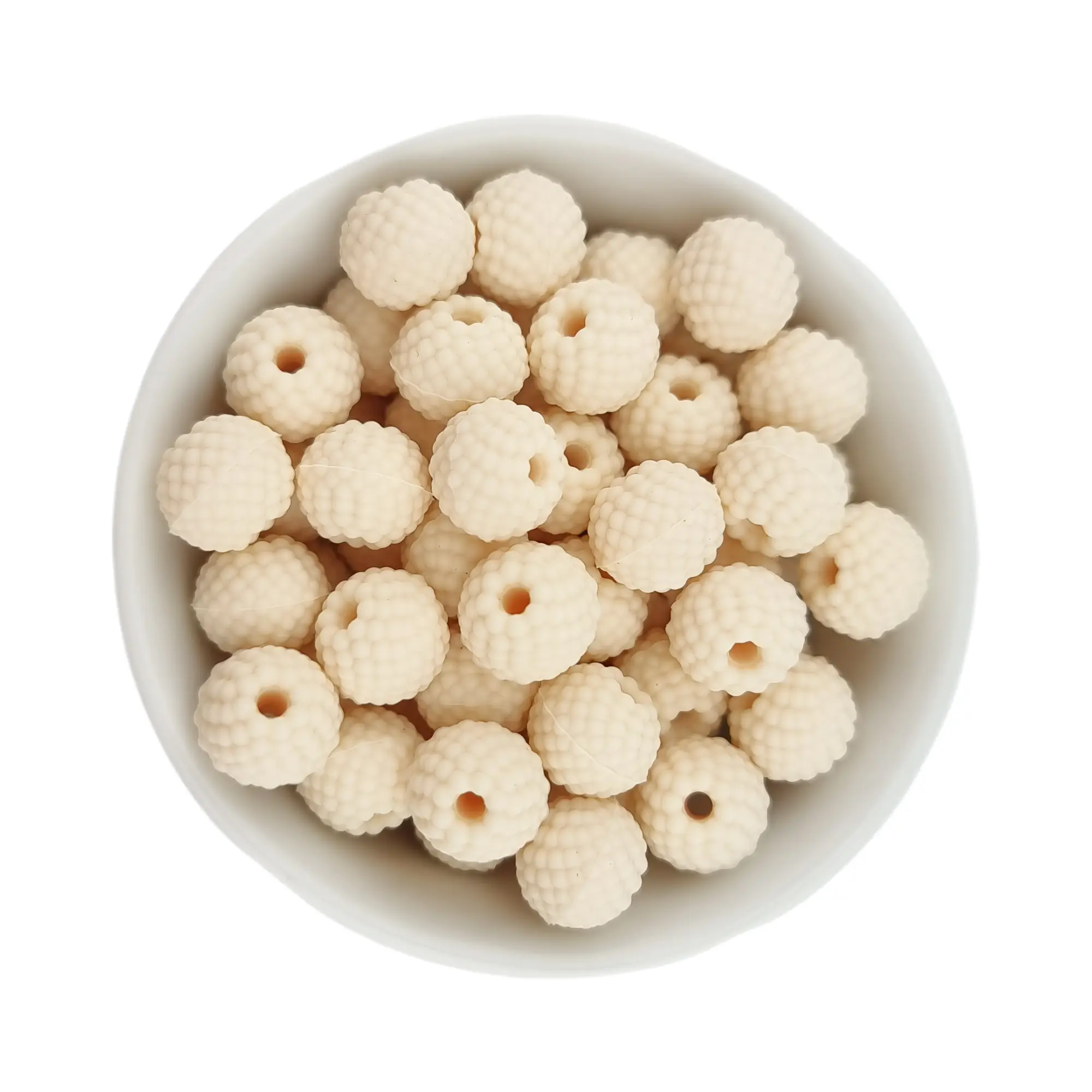 Naamloos-1834 Siliconen Kralen - Framboosjes - 16 mm - Ivory - Afbeelding 1