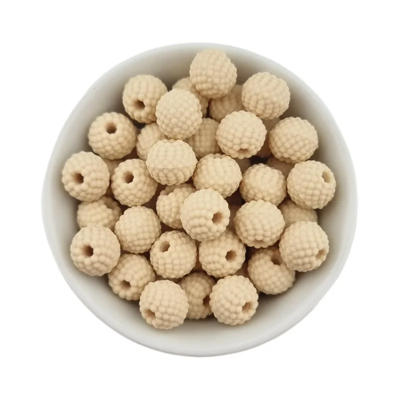 Siliconen Kralen - Framboosjes - 12 mm - Old Lace