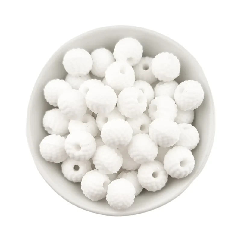 Siliconen Kralen - Framboosjes - 12 mm - Wit