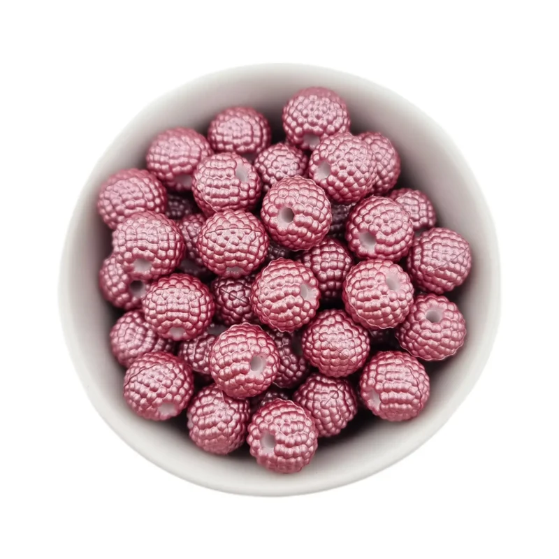 Siliconen Kralen - Framboosjes - 12 mm - Rose Nugget Print