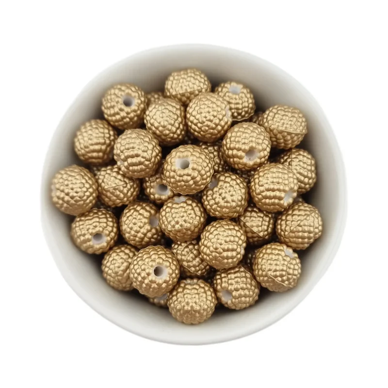 Siliconen Kralen - Framboosjes - 12 mm - Golden Nugget Print