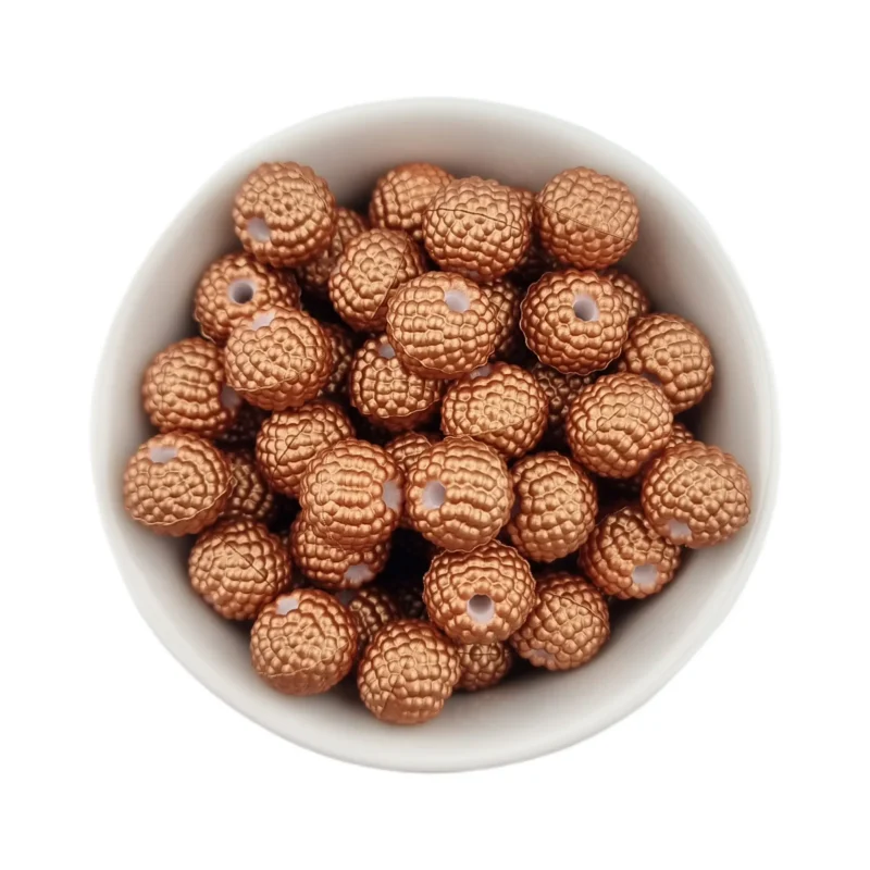 Siliconen Kralen - Framboosjes - 12 mm - Copper Nugget Print