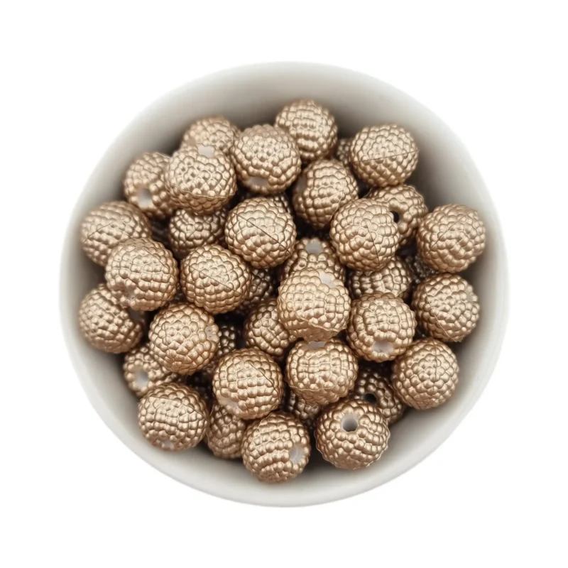 Siliconen Kralen - Framboosjes - 16 mm - Champagne Nugget Print