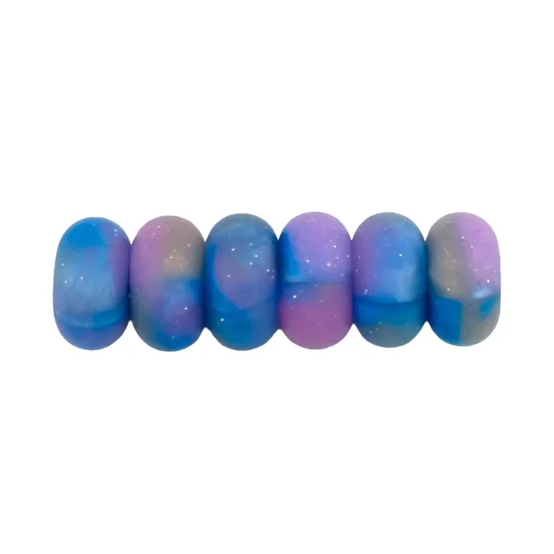 perles en silicone - 14 mm - perle perle abacus - Marble - Bleu ciel / Phlox