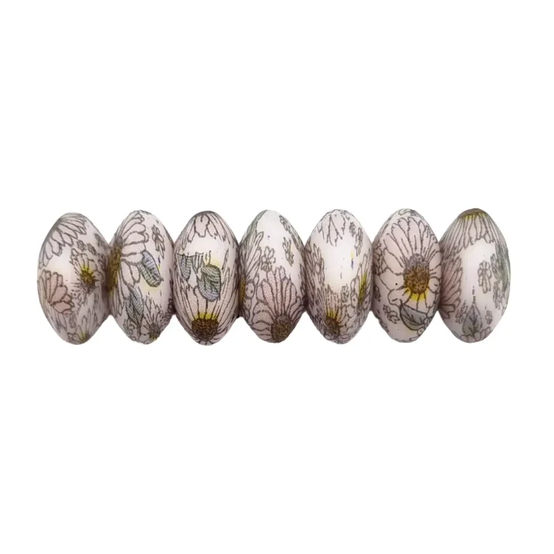 perles en silicone - ovale - 12 mm - boh&egrave;me motif