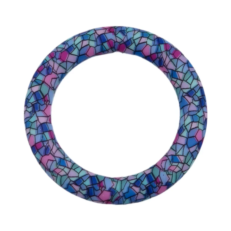 anneau en silicone - enti&egrave;rement &agrave; perles - 6,5 cm - vitrail