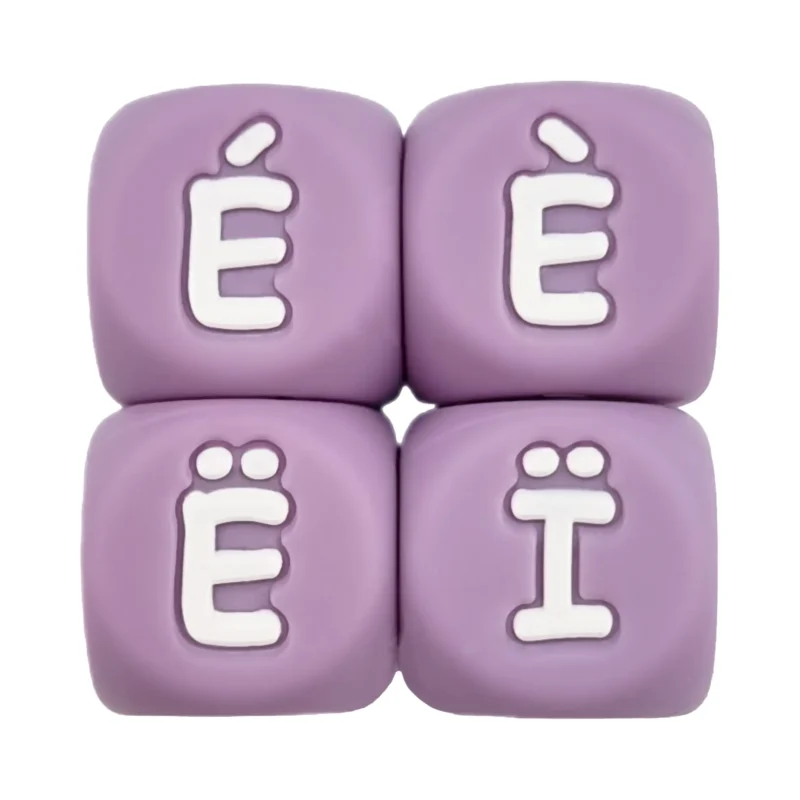 Siliconen Letterkralen - Heide / Kokos - 12 mm - Bijzondere letters / lettertekens - Per Stuk