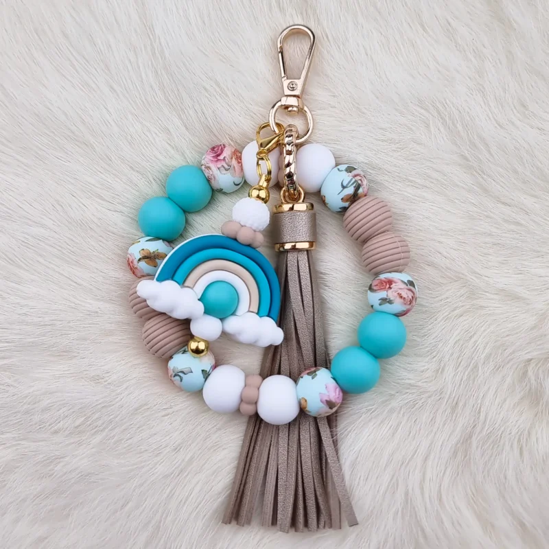 DIY porte-cl&eacute;s Arc-en-ciel - Turquoise