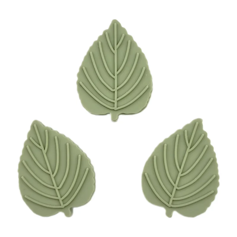 perle en silicone - Feuille d'Aulne - Clair Thym