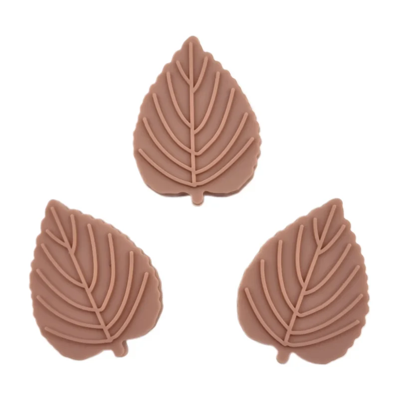 perle en silicone - Feuille d'Aulne - Brun faon