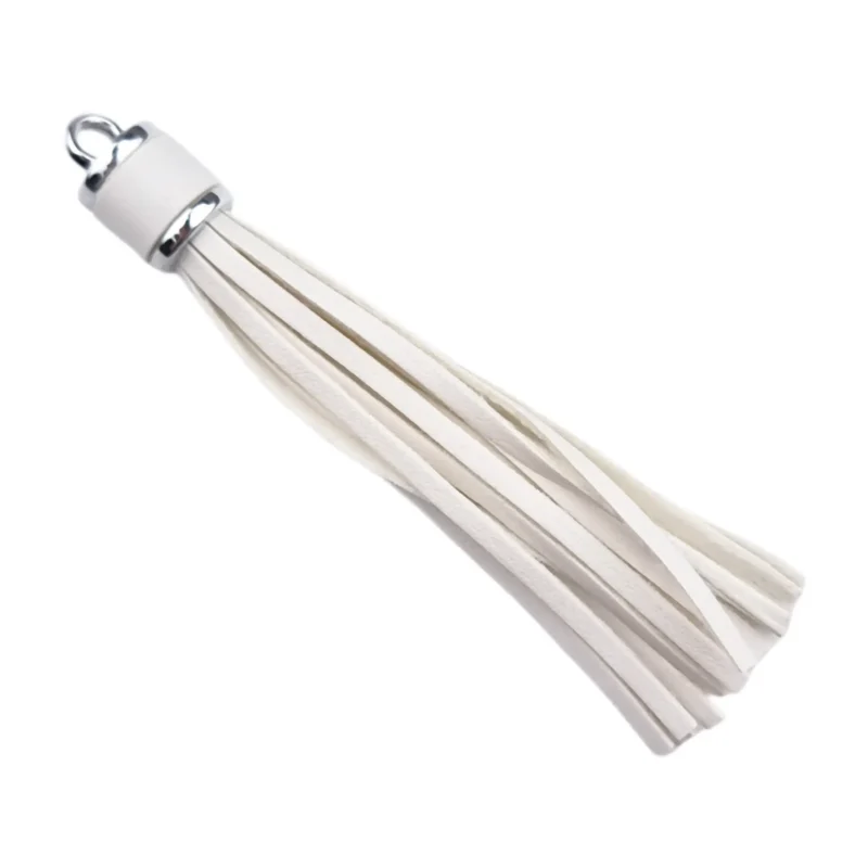 porte-cl&eacute;s pompon - 100 x 14 mm - Coco/Argent