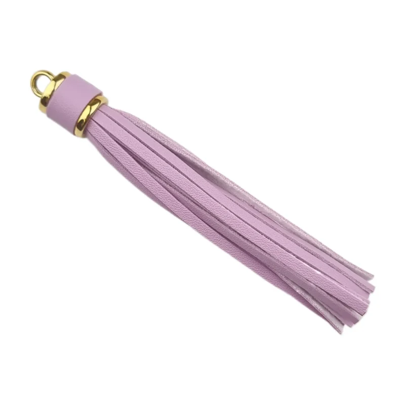 porte-cl&eacute;s pompon - 100 x 14 mm - Bruy&egrave;re/ Or