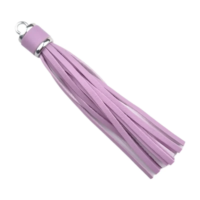 porte-cl&eacute;s pompon - 100 x 14 mm - Bruy&egrave;re/ Argent