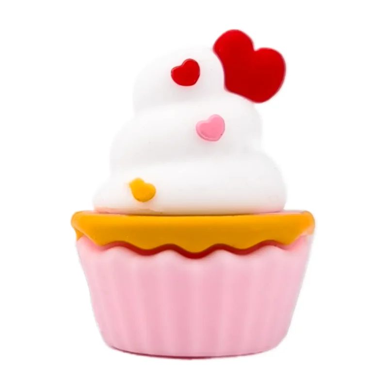 perle en silicone - Cupcake 3D - Rose doux avec Blanc