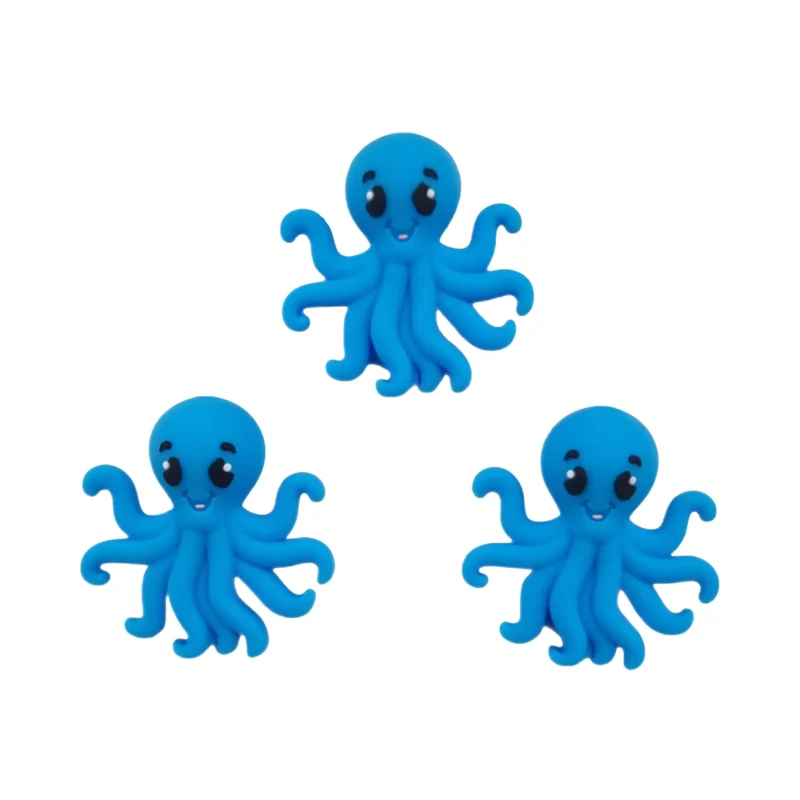 perle en silicone - Poulpe 3D - Bleu ciel