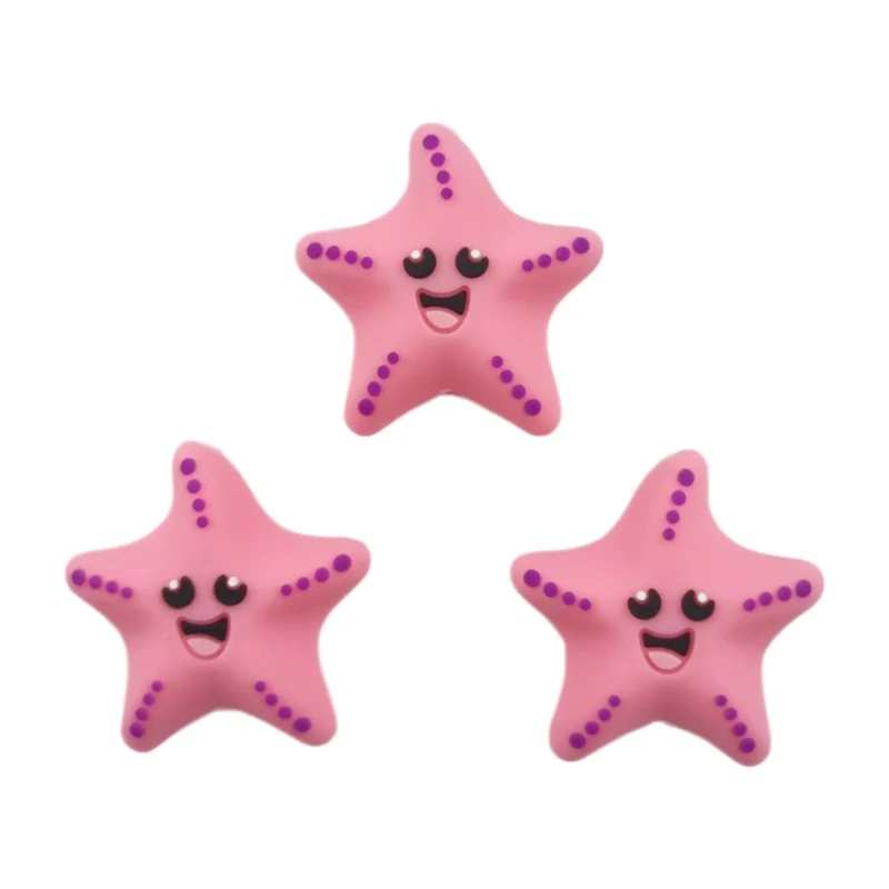 Perle en silicone - 3D Zeester met zuignappen - Roze