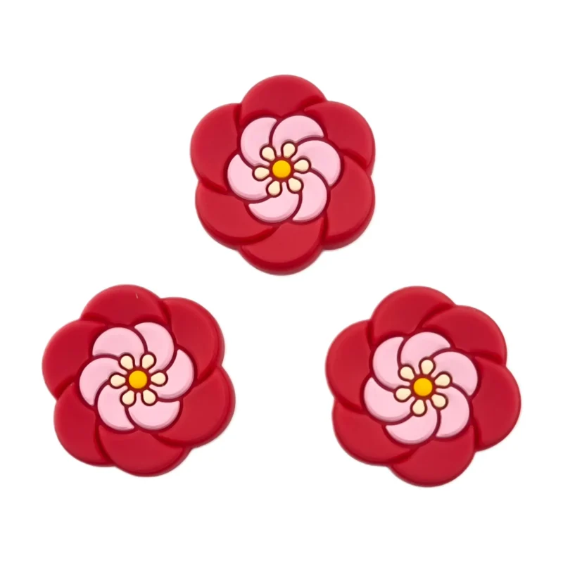 Silicone perle - Fleur - Rose Rouge / Rose doux