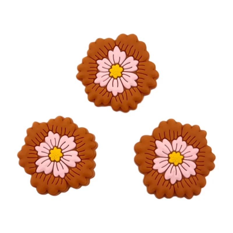 Silicone perle - Fleur - Ambre / Fleur de cerisier / Jaune