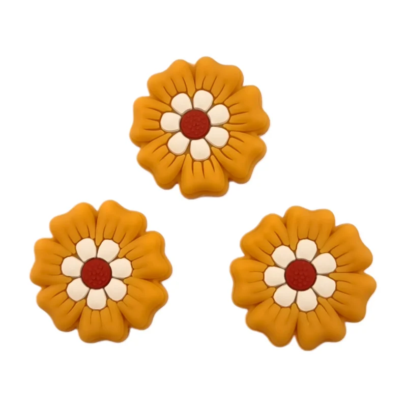 Silicone perle - Fleur - Papaye / Abricot / Rouge rouille