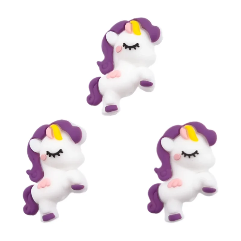 perle en silicone - Licorne 3D - Fonc&eacute; Violet