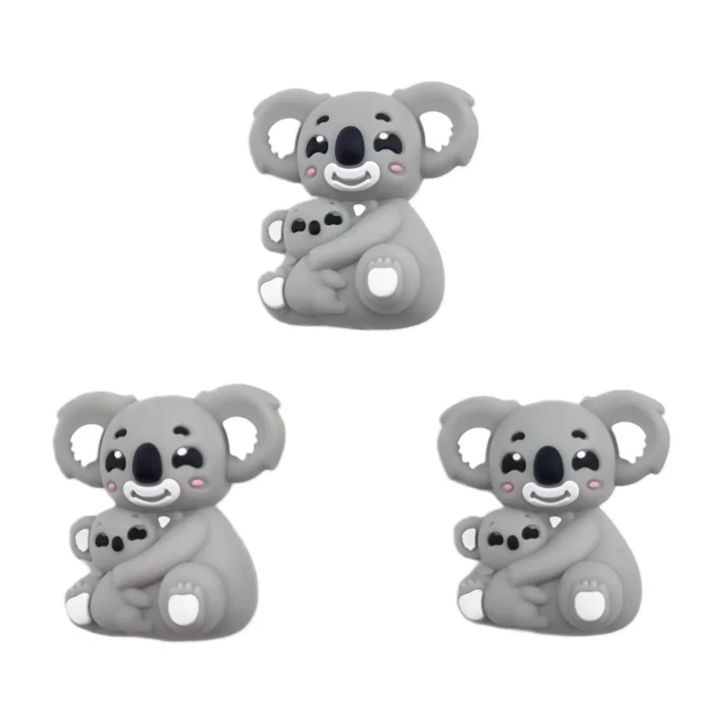 Silicone - 3D - M&egrave;re et Enfant Koala - Gris clair