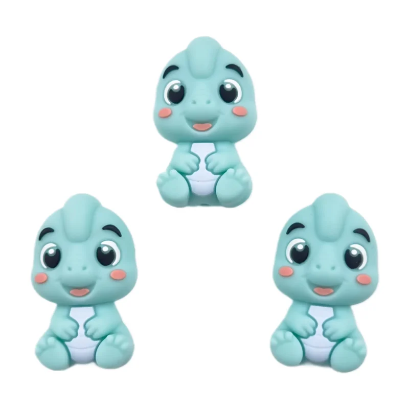 silicone beads - 3D Baby Parasaurus - Paradise Blue