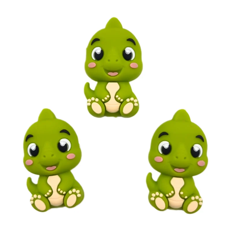 silicone beads - 3D Baby Parasaurus - Lime