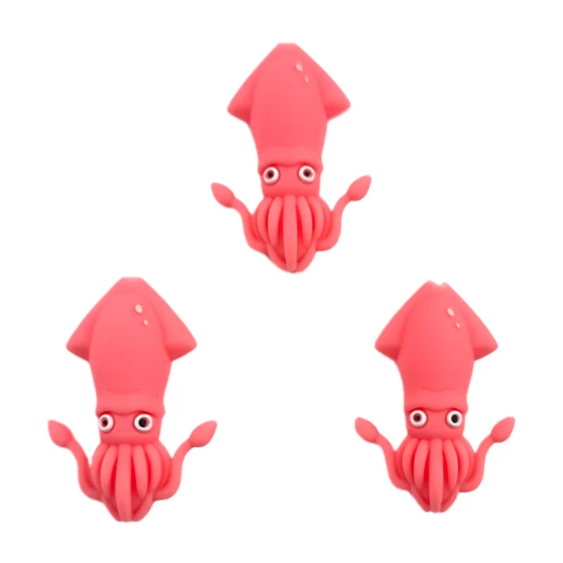 silicone beads - 3D Squid - Salmon