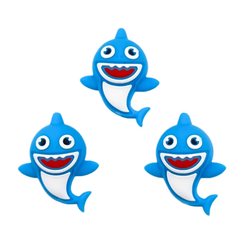 silicone beads - 3D Baby Shark - Sky Blue